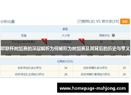 欧联杯附加赛的深层解析为何被称为附加赛及其背后的历史与意义