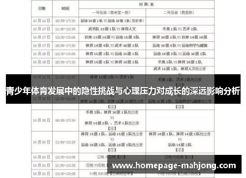 青少年体育发展中的隐性挑战与心理压力对成长的深远影响分析